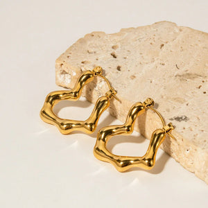 Noble Simplicity β 18K Gold Bamboo Heart Design Earrings