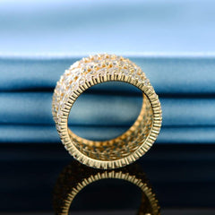 Luxe Aura – 18K Gold Hollow with Diamond Design Exquisite Noble Ring