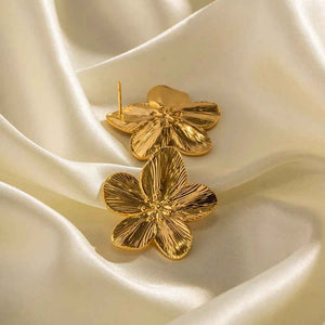 Rosaria Vintage Floral Earrings - 18K Gold Retro Palace Design