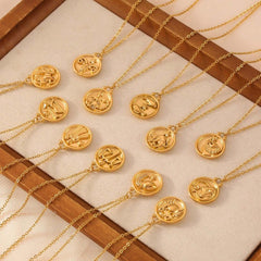 Celestia 18K Gold Zodiac Pendant Necklace - Elegant Constellation Jewelry - Argesteel
