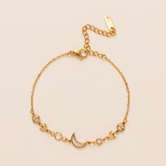 Minimalist 18K gold bracelet for women with celestial design