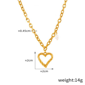 18K Gold Hollow Heart & Rose Pendant Necklace for Women - Argesteel