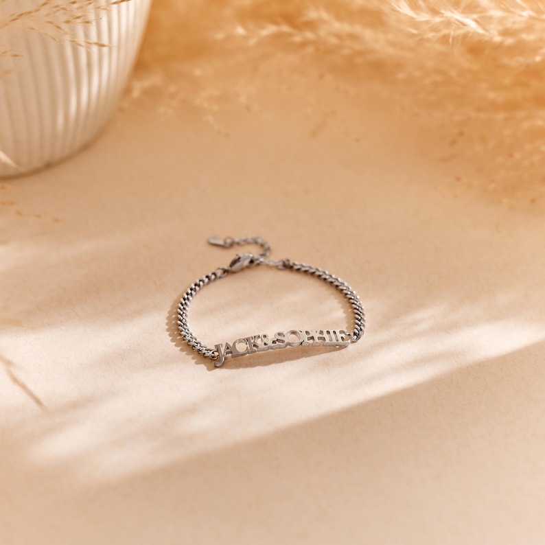 Customized Double Nameplate Name Bracelet for Women - Argesteel