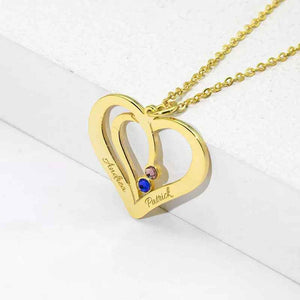 Everlove Customizable Silver Heart Necklace - Hollow Heart Design with Personalized Name