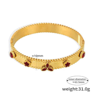 Trèfle Éclat Bracelet - Exquisite 18K Gold Gemstone Bracelet with Trefoil & Floral Design