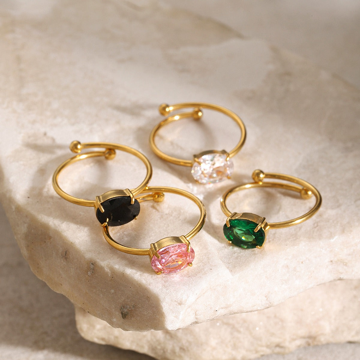 18K Gold Fresh & Cute Gemstone Ring for Women - Argesteel