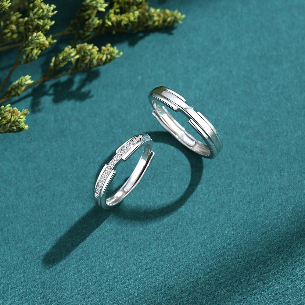 S925 Silver Diamond Couple Ring - Argesteel