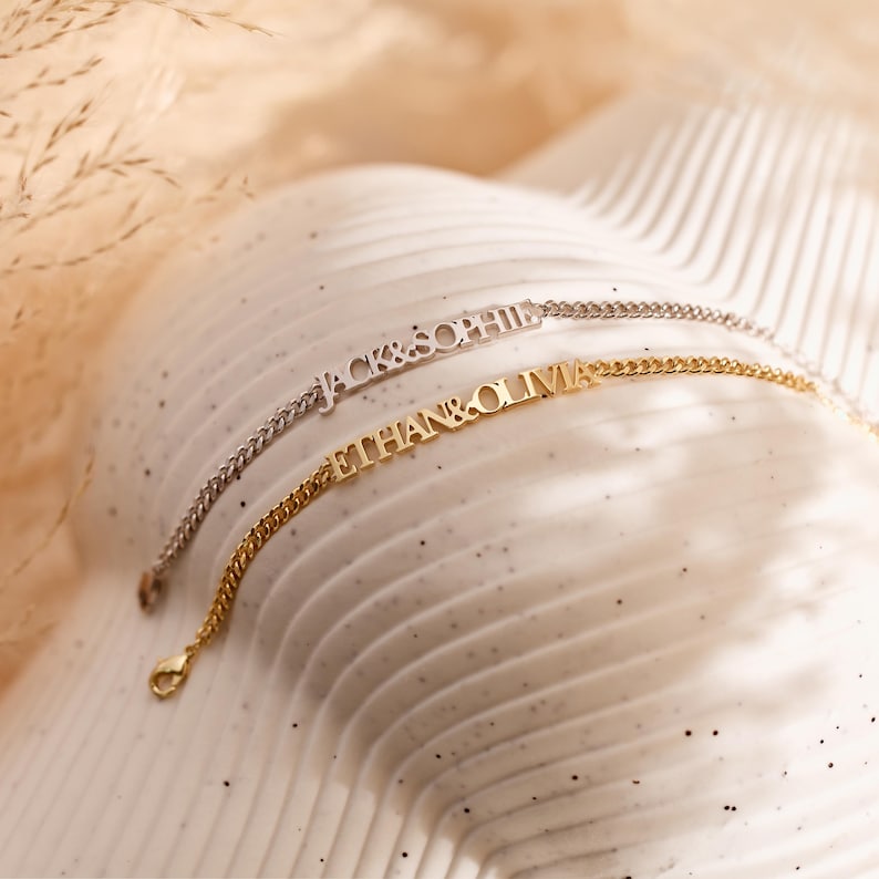 Customized Double Nameplate Name Bracelet for Women - Argesteel