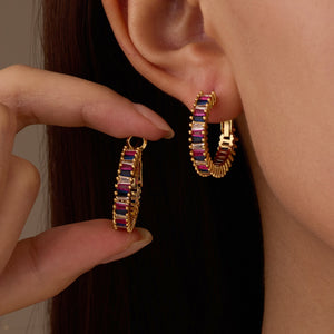 O-Shaped Gemstone Earrings for Women - Argesteel