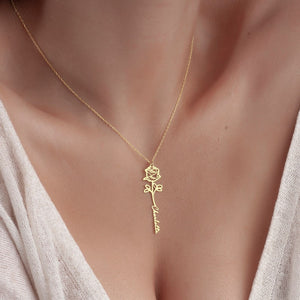 S925 Silver Birthday Flower Customizable Name Necklace for Women - Argesteel