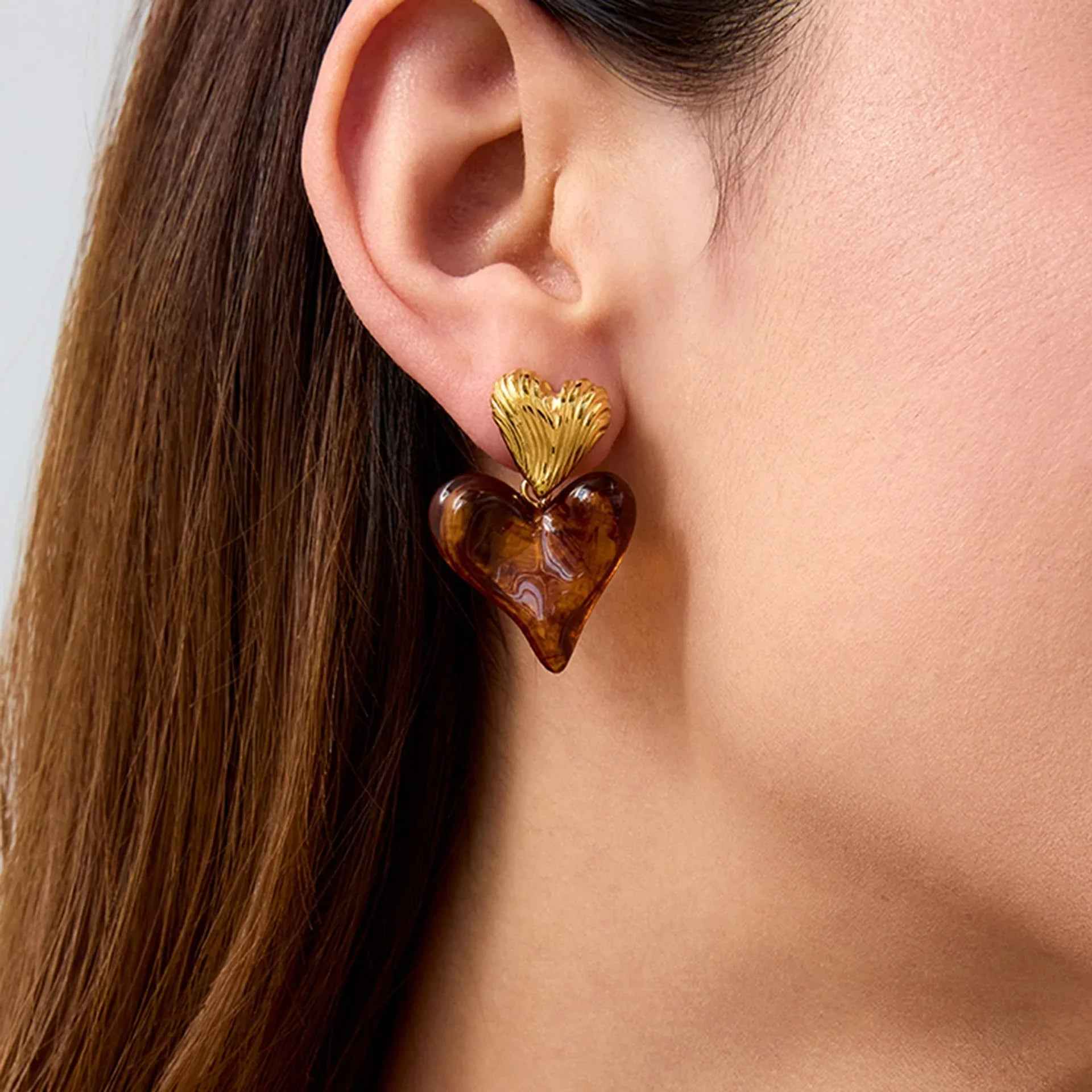 Heart-Shaped Light Luxury Noble Earrings 18K Gold