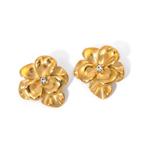18K Gold Flower Diamond Earrings for Women - Argesteel