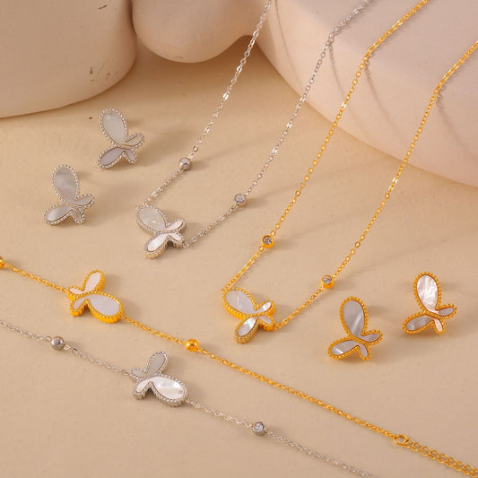 18K Gold Butterfly Gemstone Jewelry Set for Women - Argesteel