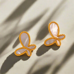 Celestia Flare 18K Gold Butterfly Earrings with Gemstones - Argesteel