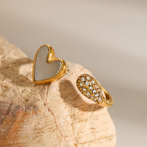 18K Gold Heart Gemstone Ring for Women - Argesteel