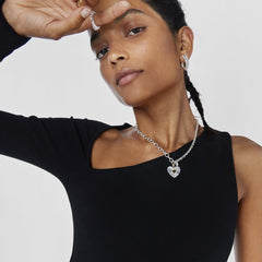 Romantic heart necklace in silver titanium steel design