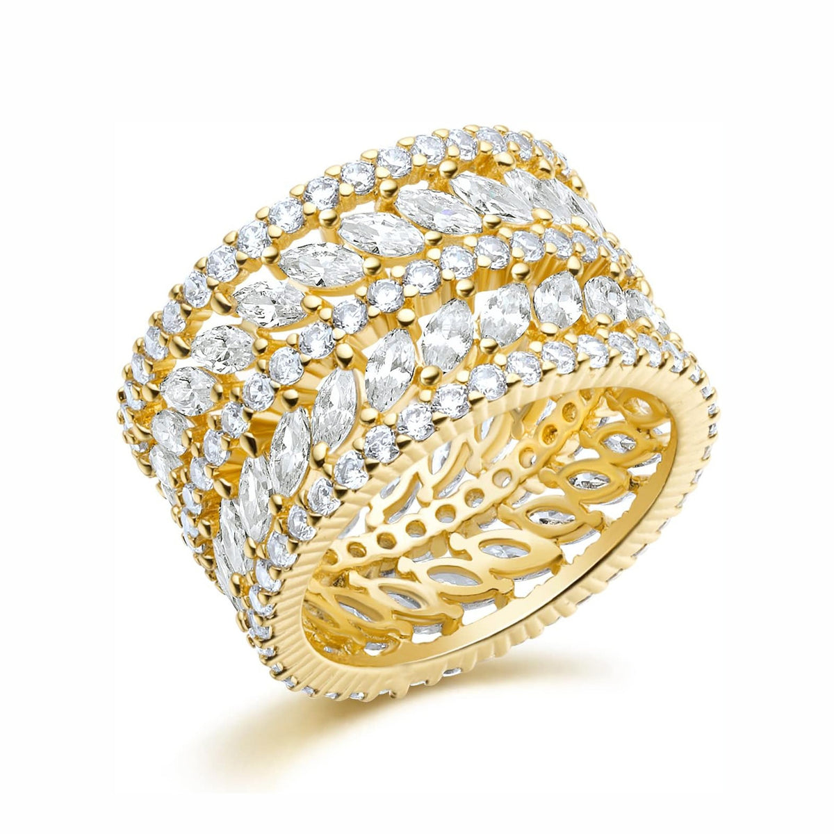 18K Gold Hollow Diamond Ring for Women - Argesteel