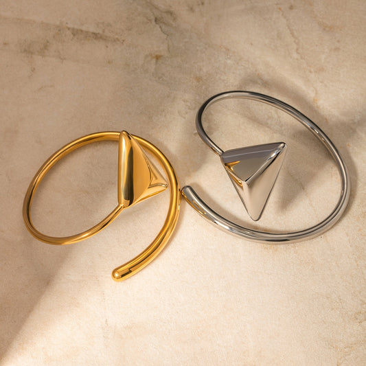 18K Gold Triangle Coil Bracelet for Women - Argesteel