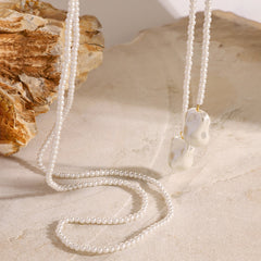 18K gold pearl beaded necklace with irregular large pearl accents