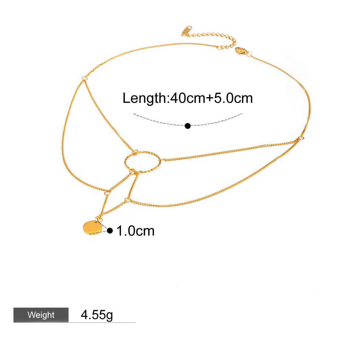 18K Gold Multi-Layer Chain Round Pendant Necklace for Women - Argesteel