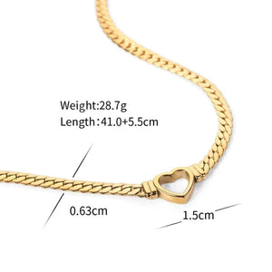 Hollow Heart Necklace – 18K Gold Trendy Personalized Modern Design