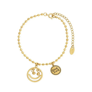 Lucky Vibes β 18K Gold Smiley Face GOOD LUCK Bracelet