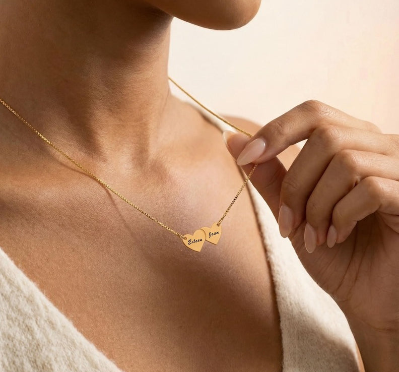 Custom Heart Interlocking Name Necklace – Personalized - Argesteel