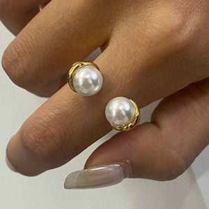 Open Pearl Ring - Elegant 18K Gold Inlaid Modern Minimalist Design