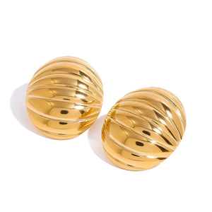 Sculpted Oval β 18K Gold Ribbed Texture Handmade Earrings
