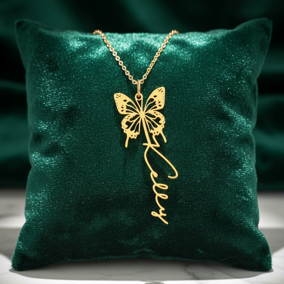 Personalized Butterfly Necklace with Custom Name Design - Argesteel