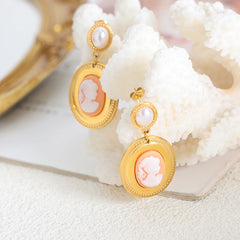 Vintage Gem & Pearl Set – 18K Gold Retro Fashion Earrings