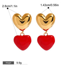Golden Heart – 18K Gold Pendant Earrings in Romantic Heart Shape