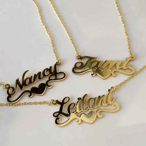 Amora Custom Name Necklace - Personalized Silver Heart Pendant