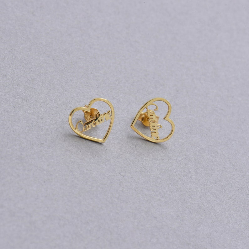 Custom Engraved Name Earrings - Personalized Script Stud Earrings - Argesteel