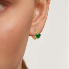 Starlight Elegance – 18K Gold Gemstone Inlaid Earrings