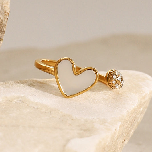 18K Gold Heart Gemstone Ring for Women - Argesteel