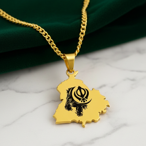 Punjab Map Khanda Symbol Necklace – Personalized - Argesteel