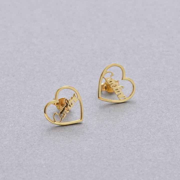 Custom Engraved Name Earrings - Personalized Script Stud Earrings - Argesteel