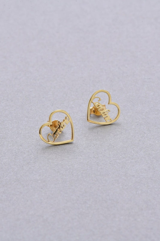 Custom Engraved Script Name Stud Earrings - Argesteel