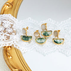 Noble Fashion – 18K Gold Inlaid Gemstone Versatile Earrings