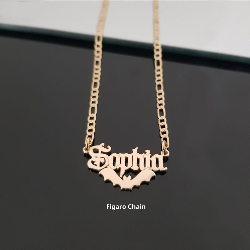 S925 Silver Bat Customizable Name Necklace for Women - Argesteel