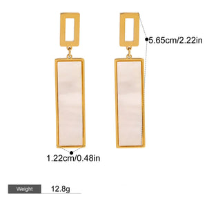 Luxe Line β 18K Gold Rectangular Drop Earrings with Gemstone Inlay