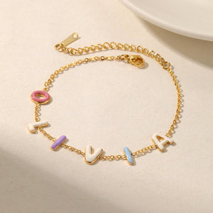 Custom Colorful Bubble Letter Bracelet - Personalized Enamel Jewelry - Argesteel
