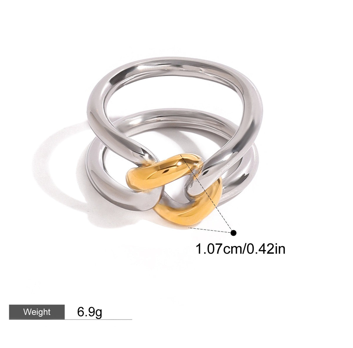 18K Gold Hollow Gold & Silver Contrast Ring - Argesteel