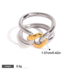 18K Gold Hollow Gold & Silver Contrast Ring - Argesteel