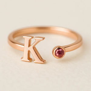 Melinnia Birthstone Ring S925 customizable letter design