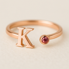 Melinnia Birthstone Ring S925 customizable letter design