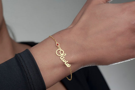 Customized Birthstone Name Bracelet for Women - Argesteel
