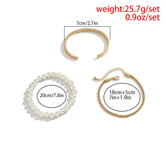 Multilayer Pearl Geometric Bracelet for Women - Argesteel