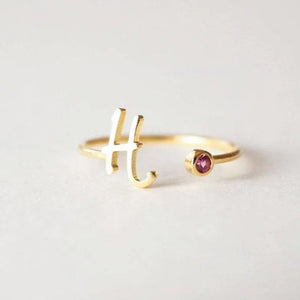 Melinnia Birthstone Ring S925 customizable letter design